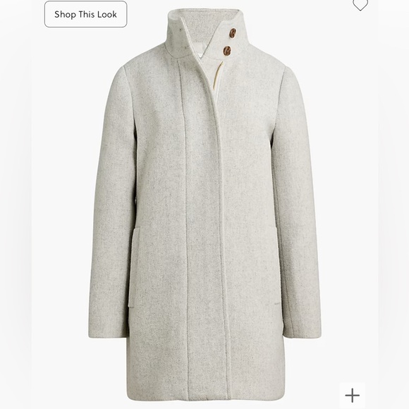 NWT J. Crew Petite Wool Blend button-neck city coat light gray BU264 - Picture 2 of 9